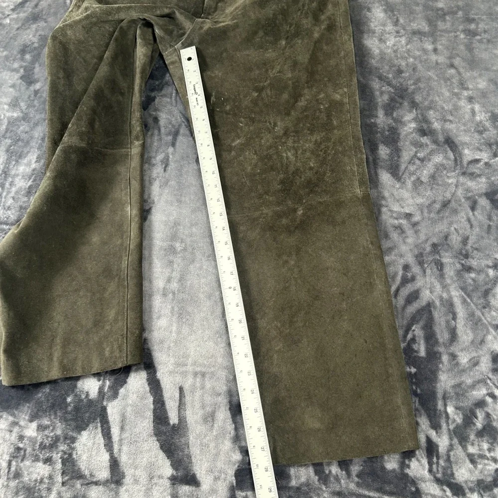 Banana Republic Suede Leather Pants Mens 36 Green Straight Leg Vintage